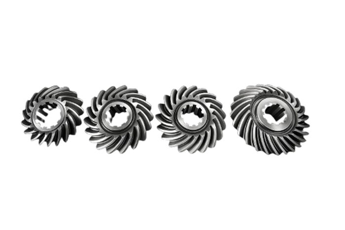 Spiral-shaped gears of various sizes